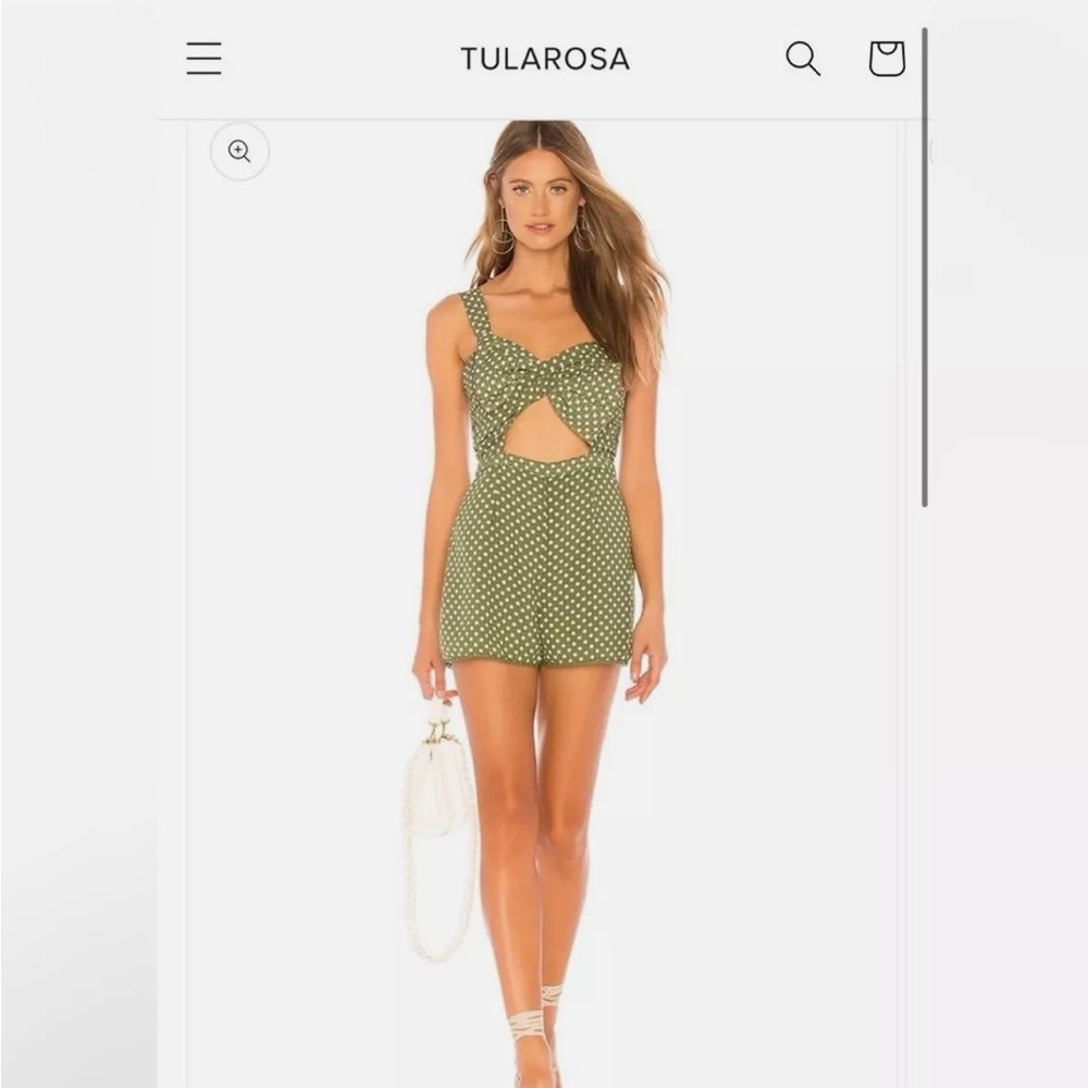 Tularosa Green Polka Dot Bow Romper XS